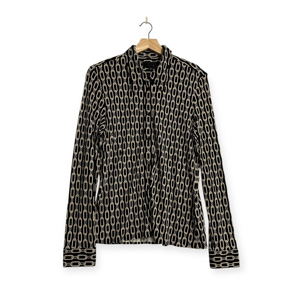 NILI LOTAN‎ Celestine Print Shirt, Small Chain Print, Size L, MRSP $695